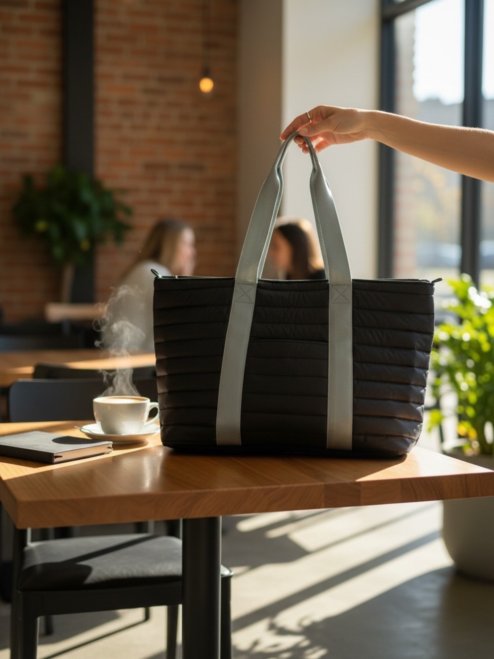 NWT Greyson Puffer Tote Bag in Black